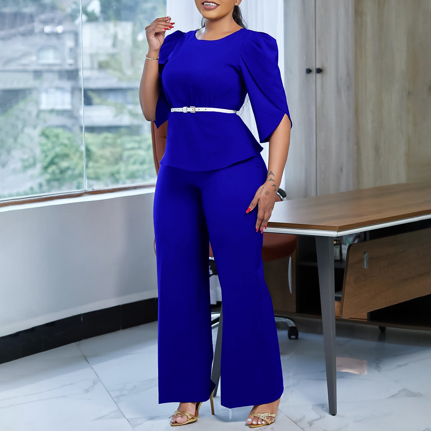 Top Wide Leg Pants Two-piece Set European And American Suit