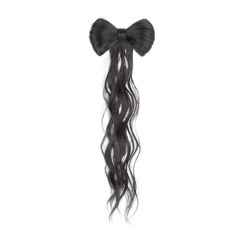 Wig Women's Long Hair Braid Lazy Bow Half Tie Up A Bun Hairstyle Artificial Hair Ponytail