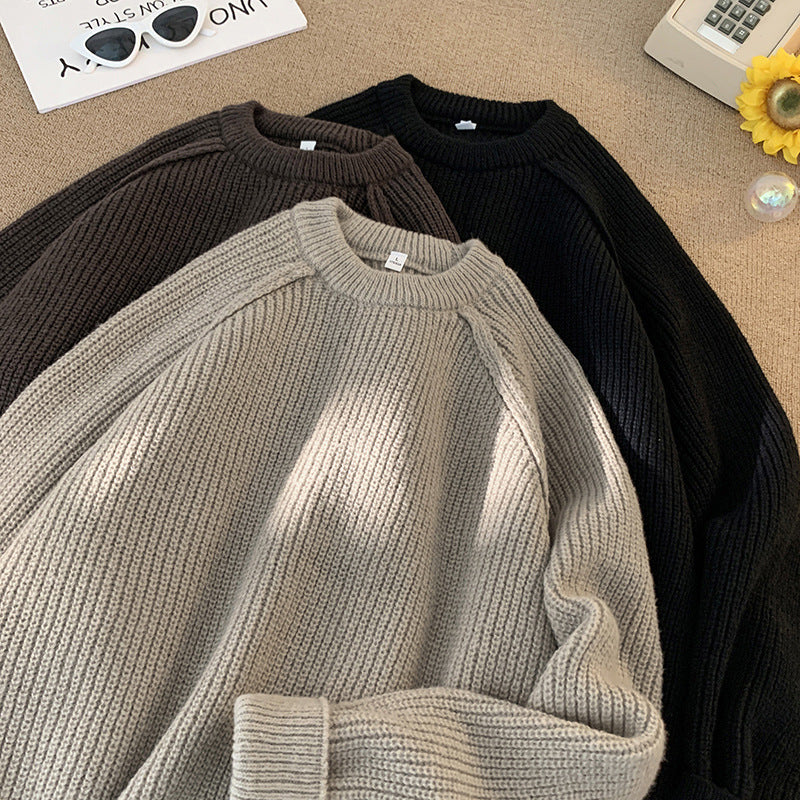 Solid Color Sweater Loose Casual Long Sleeves Lazy