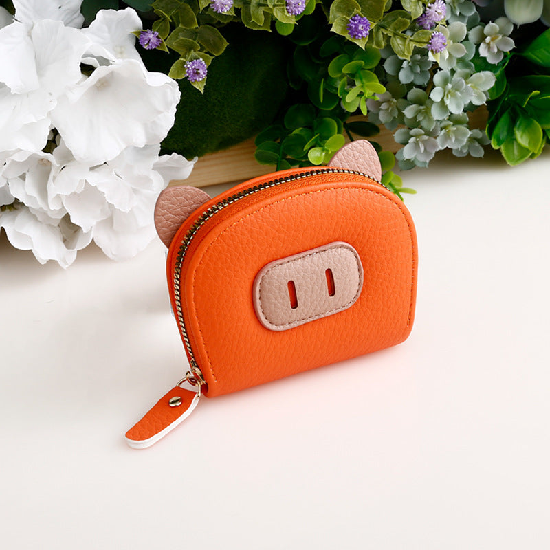 Anti-degaussing Card Holder Cartoon Organ Document Package Mini Pig Student Coin Purse