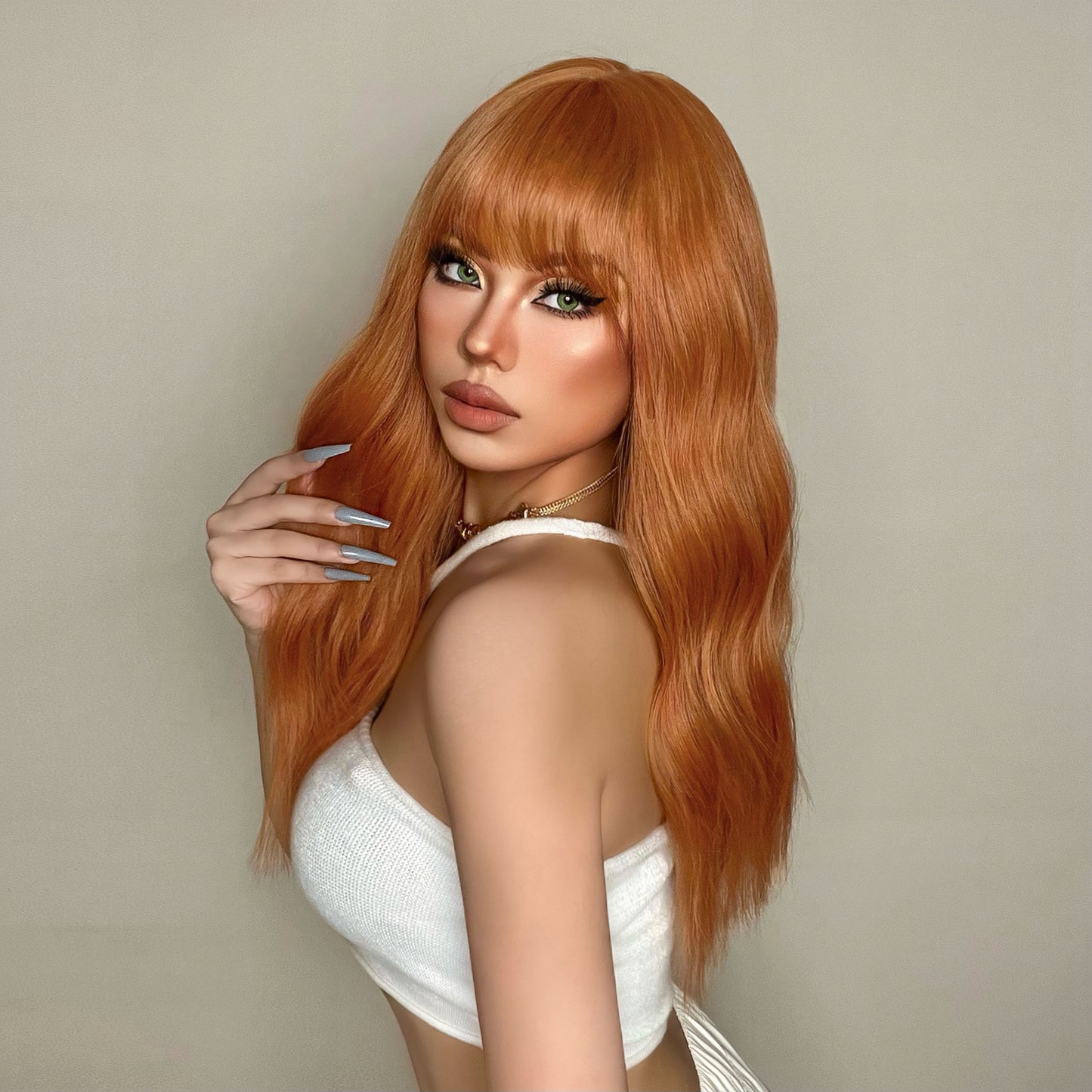 Women's Orange Long Hair Wig