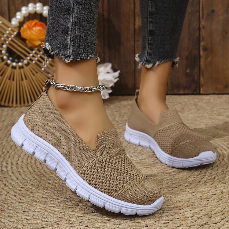 Mesh Breathable Flat Solid Color Casual Shoes For Women