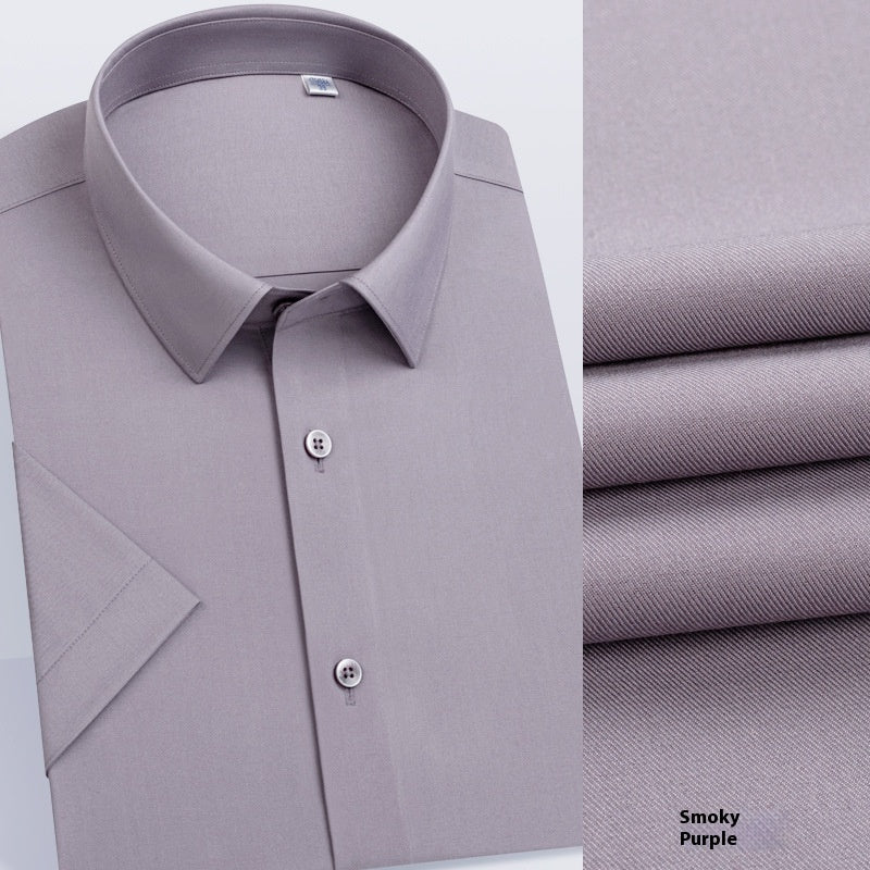 Men's Long-sleeved Mulberry Silk Non-ironing Business Clothing Micro-elastic Casual Shirt