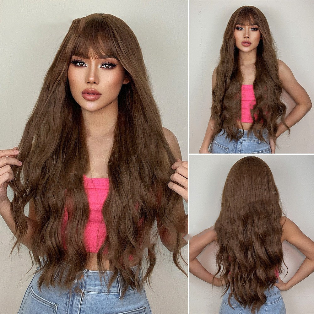 Female Chestnut Blond Bangs Long Curly Air Bangs Synthetic Fiber Wig