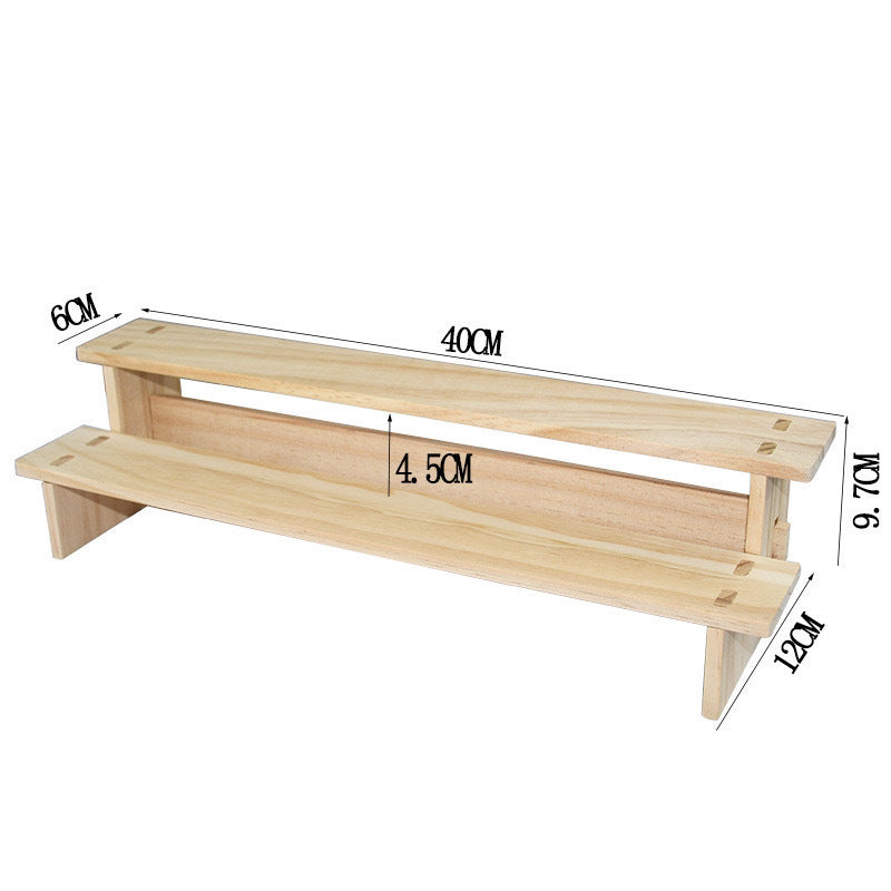 Desktop Blind Box Storage Display Stand Wooden Ladder Display Rack