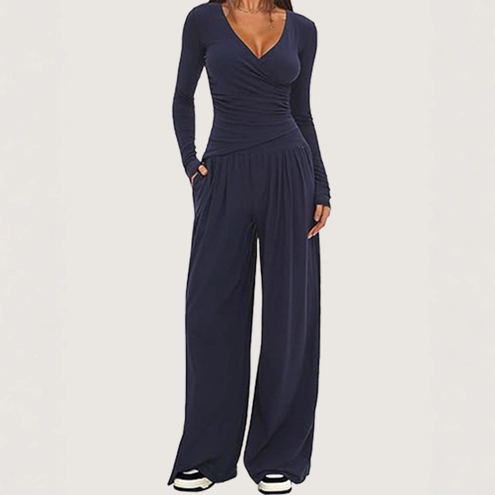 Women's Wide-leg Pants Long-sleeved Sportswear Suit