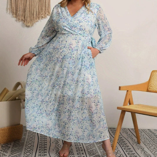 Wrap Long Floral Dress Women's Colorful