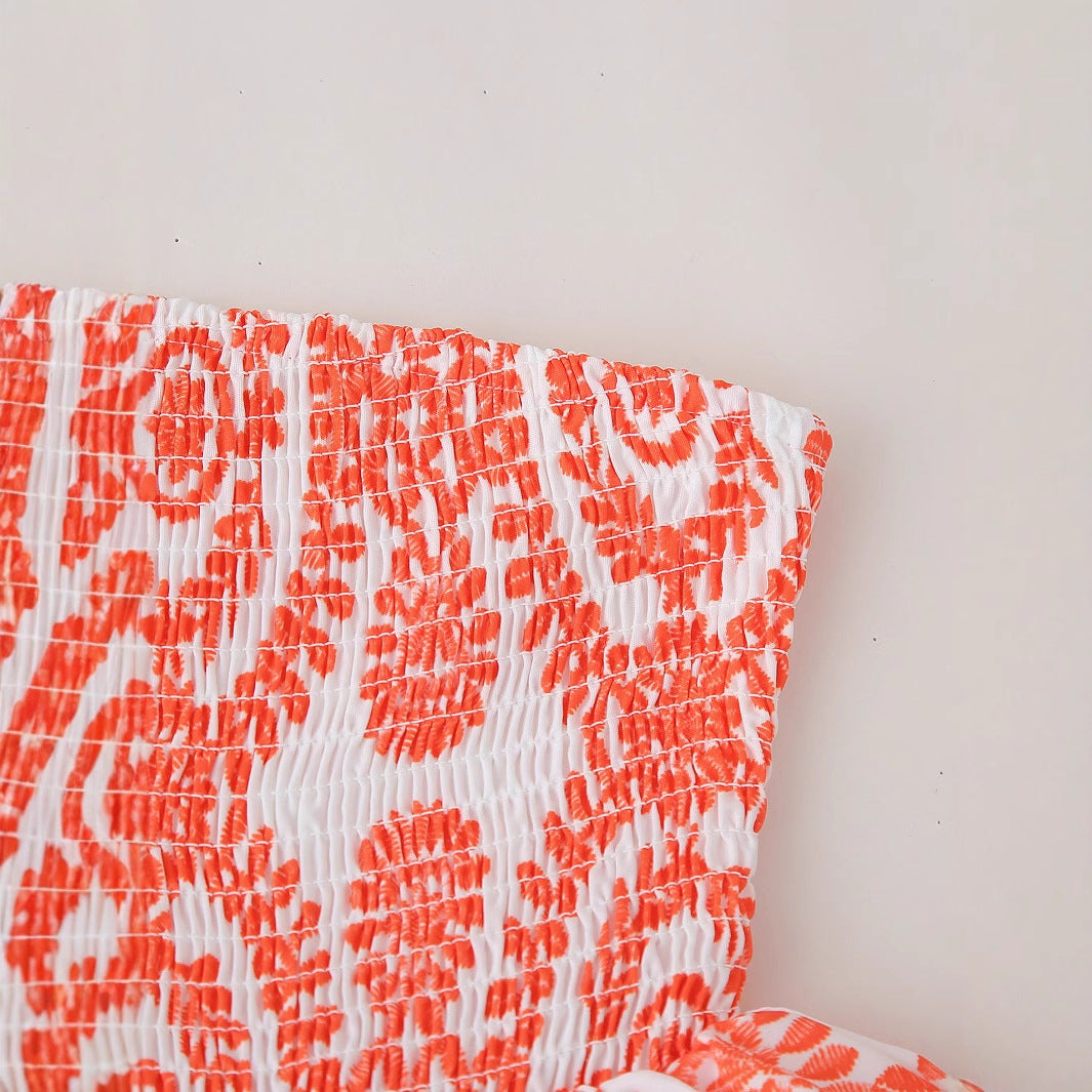 Printed Short Shirt Women's Elastic Waist Strapless Tube Top