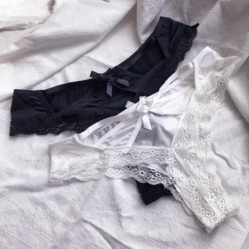 Sexy Solid Color Cross Butterfly Low Waist Seamless Underwear