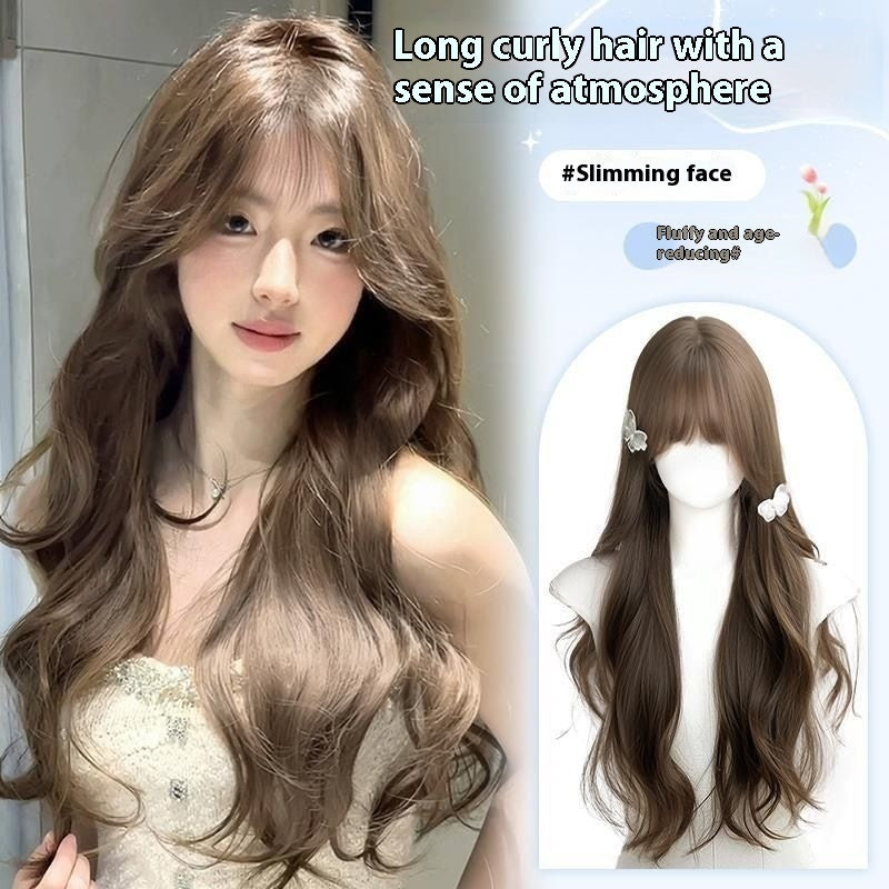 Wig Female Temperament Filbert Gray Brown Big Wave Daily