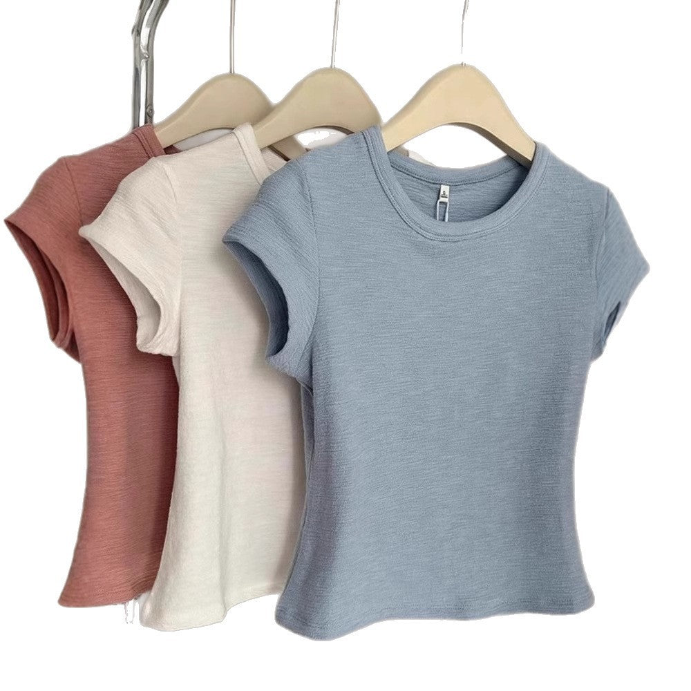 Summer Texture Ruffle Short Sleeve Women