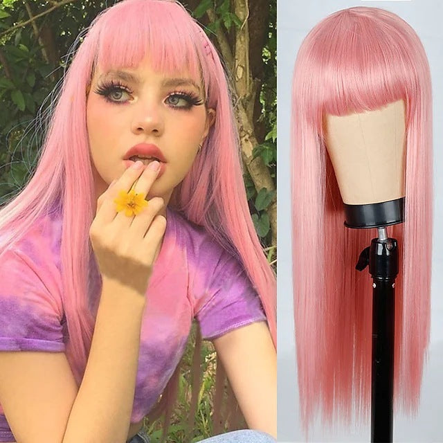 Cosplay Festival Wig Double Color Matching Head Straight Bangs