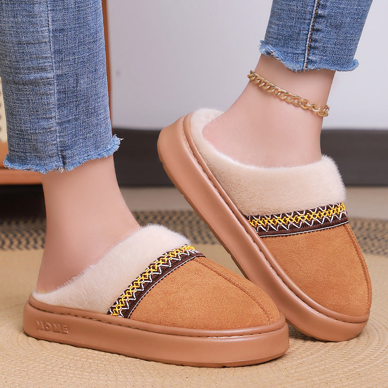 Women's Cotton Shoes Fleece-lined Thickened Plus Size Cotton Slippers