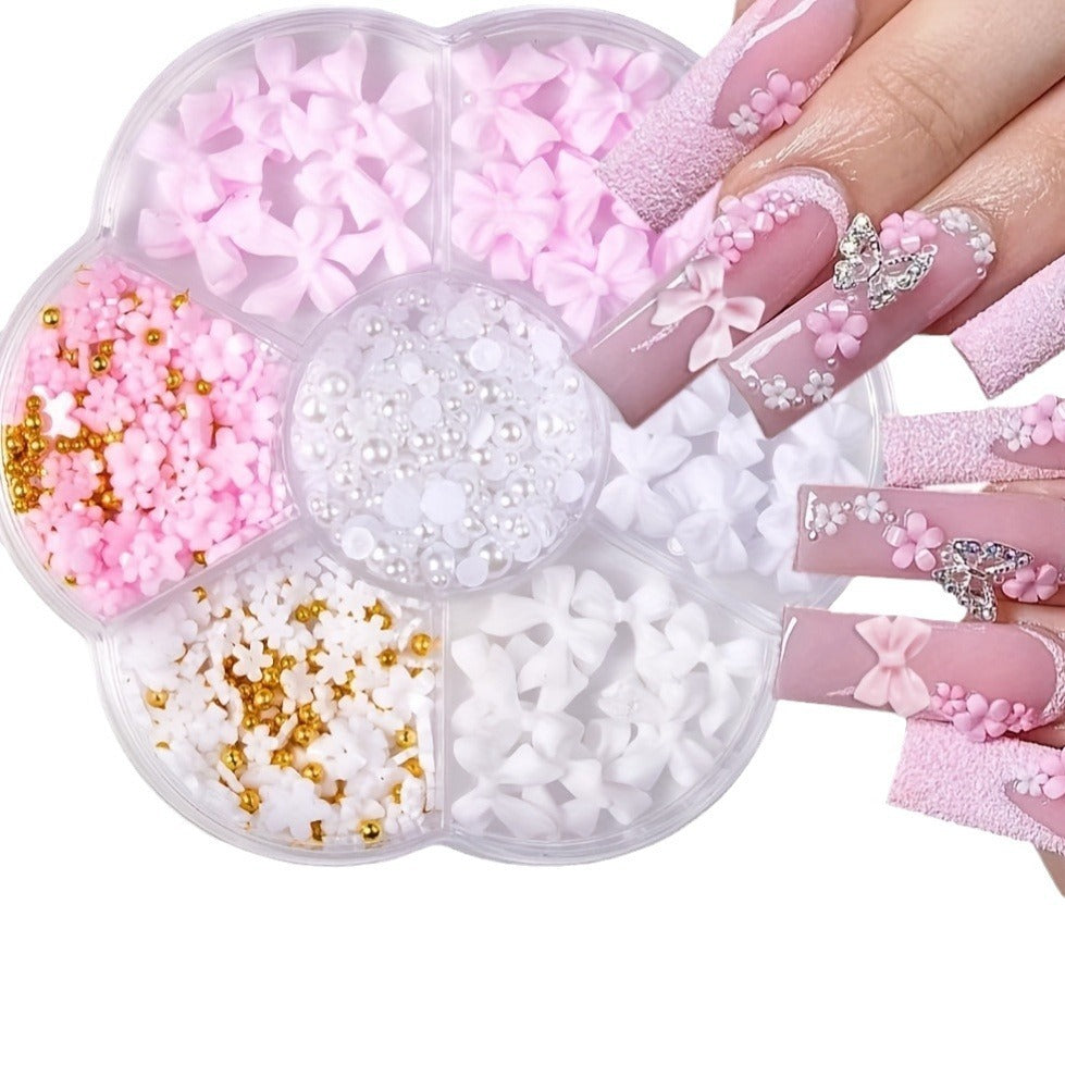 Resin Pearl Nail Beauty Ornament Bow Mixed