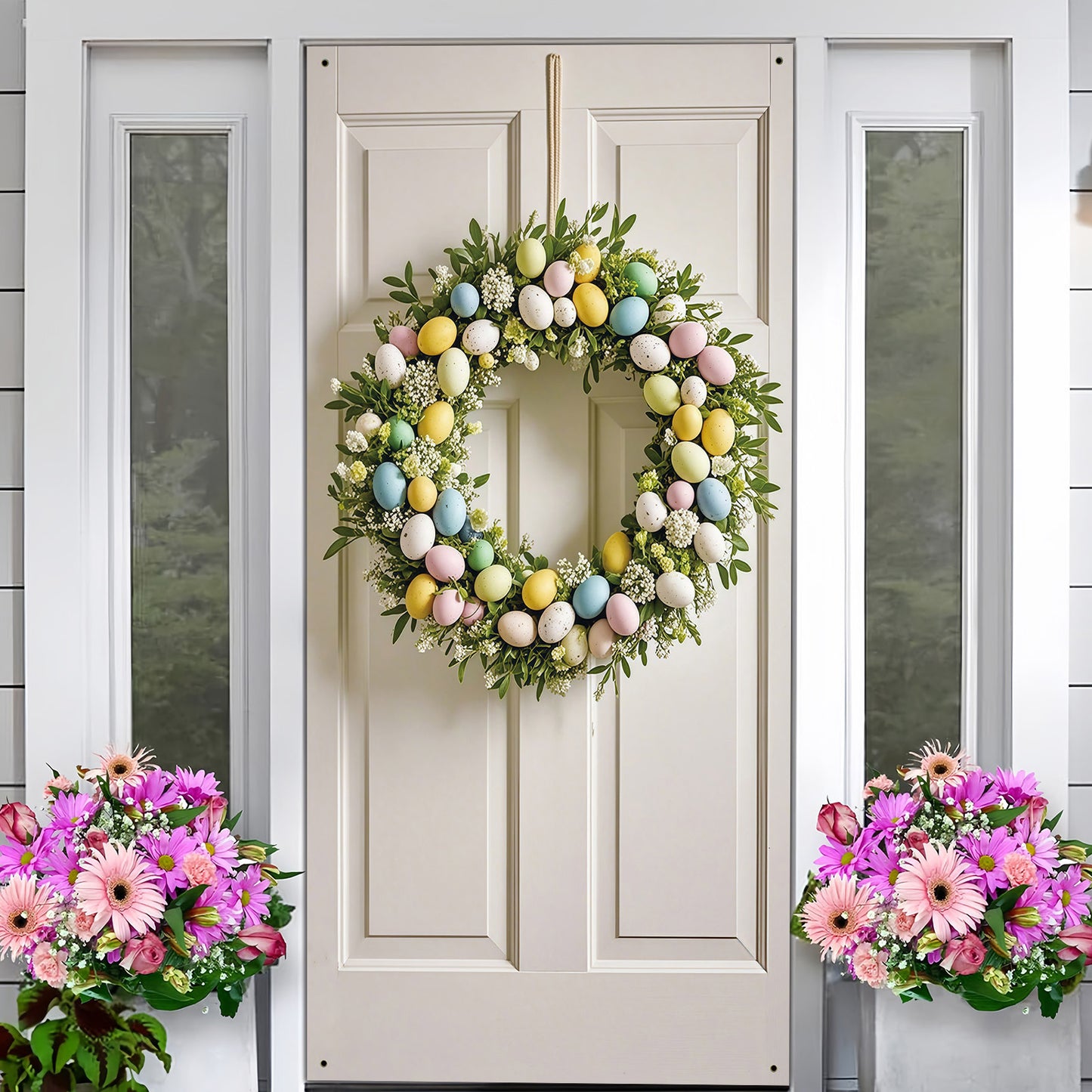 Colorful Egg Garland Pattern Party Wall Easter Home Door Frame Banner