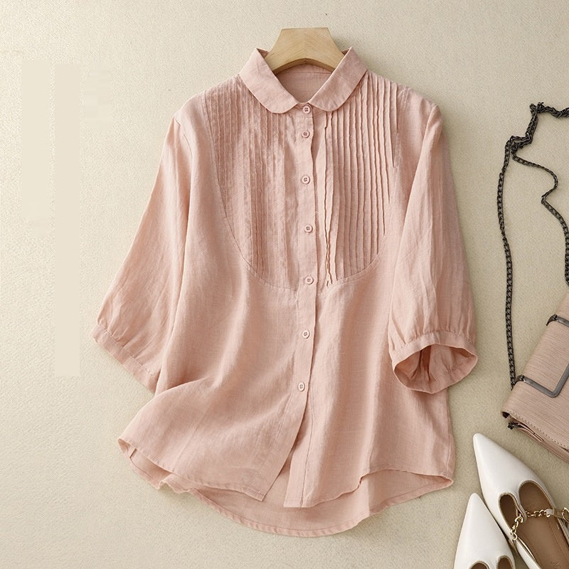Women's Retro Loose Cotton And Linen Tops