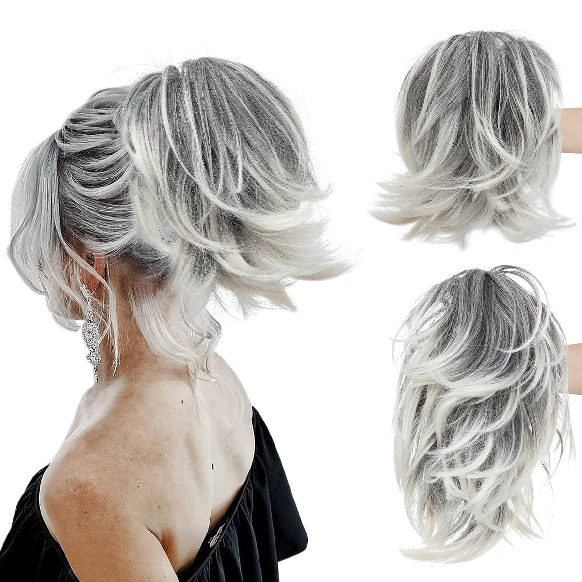 Wig Female Ponytail Short Grip Curly Hair