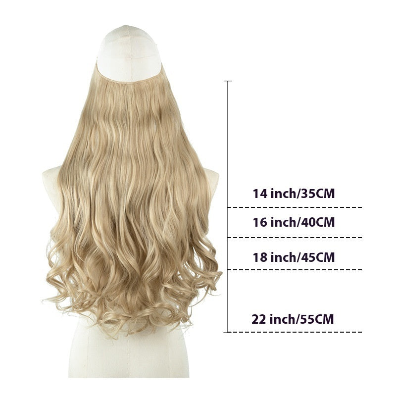 One-piece U-shaped Fishing Line Wig Set Invisible Natural Long Curly Hair