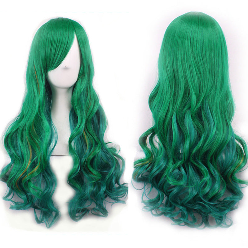 Harajuku Dark Green Gradient Japanese High Temperature Silk Wig