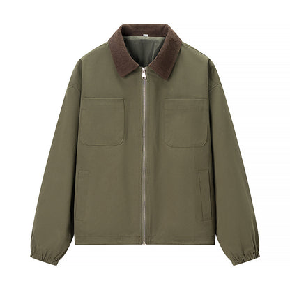 Women's Casual Zipper Short Jacket Coat Lapel Fashion Jacket