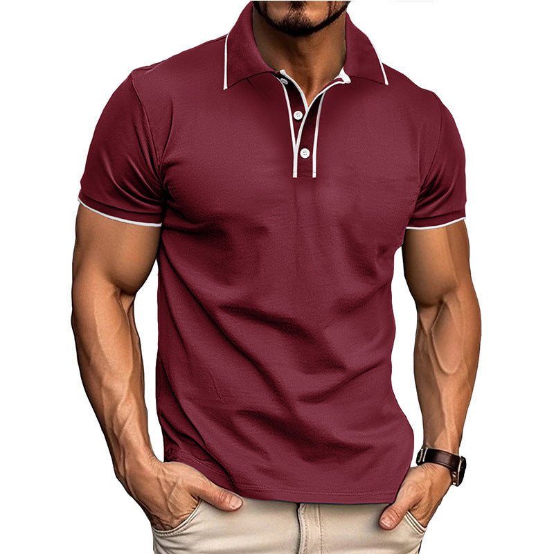 European And American Style Men's Clothing Short Sleeve Lapel Jacquard