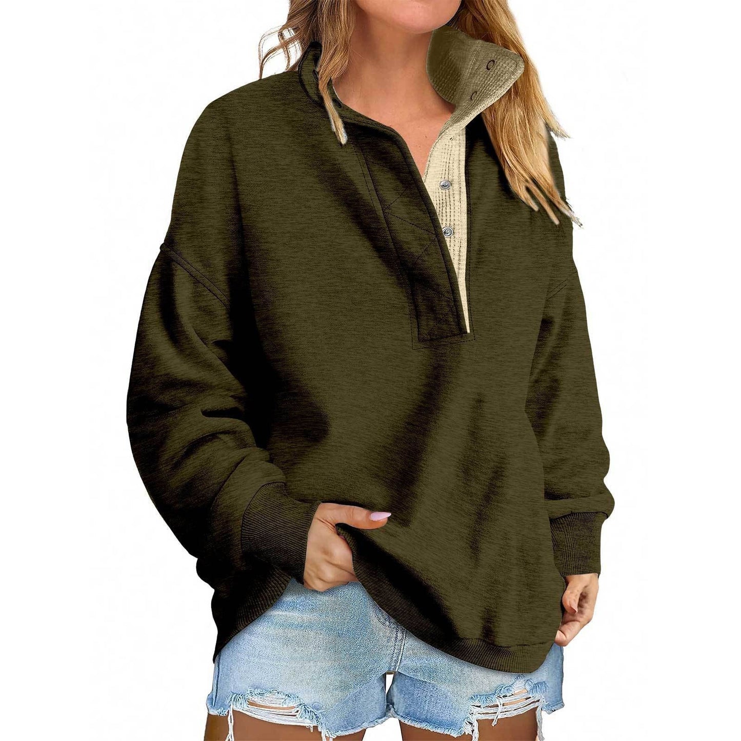 Pullover Leisure Loose Button Sweater For Women