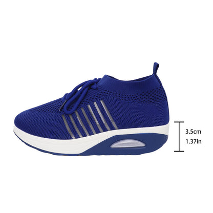 Spring And Autumn New Lace-up Slip-on Wedge Flying Woven Sports Shoes Women