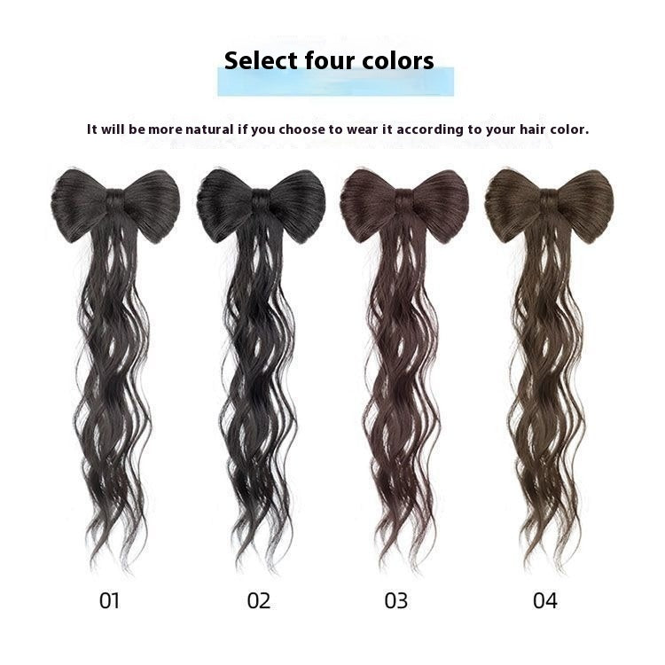 Wig Women's Long Hair Braid Lazy Bow Half Tie Up A Bun Hairstyle Artificial Hair Ponytail