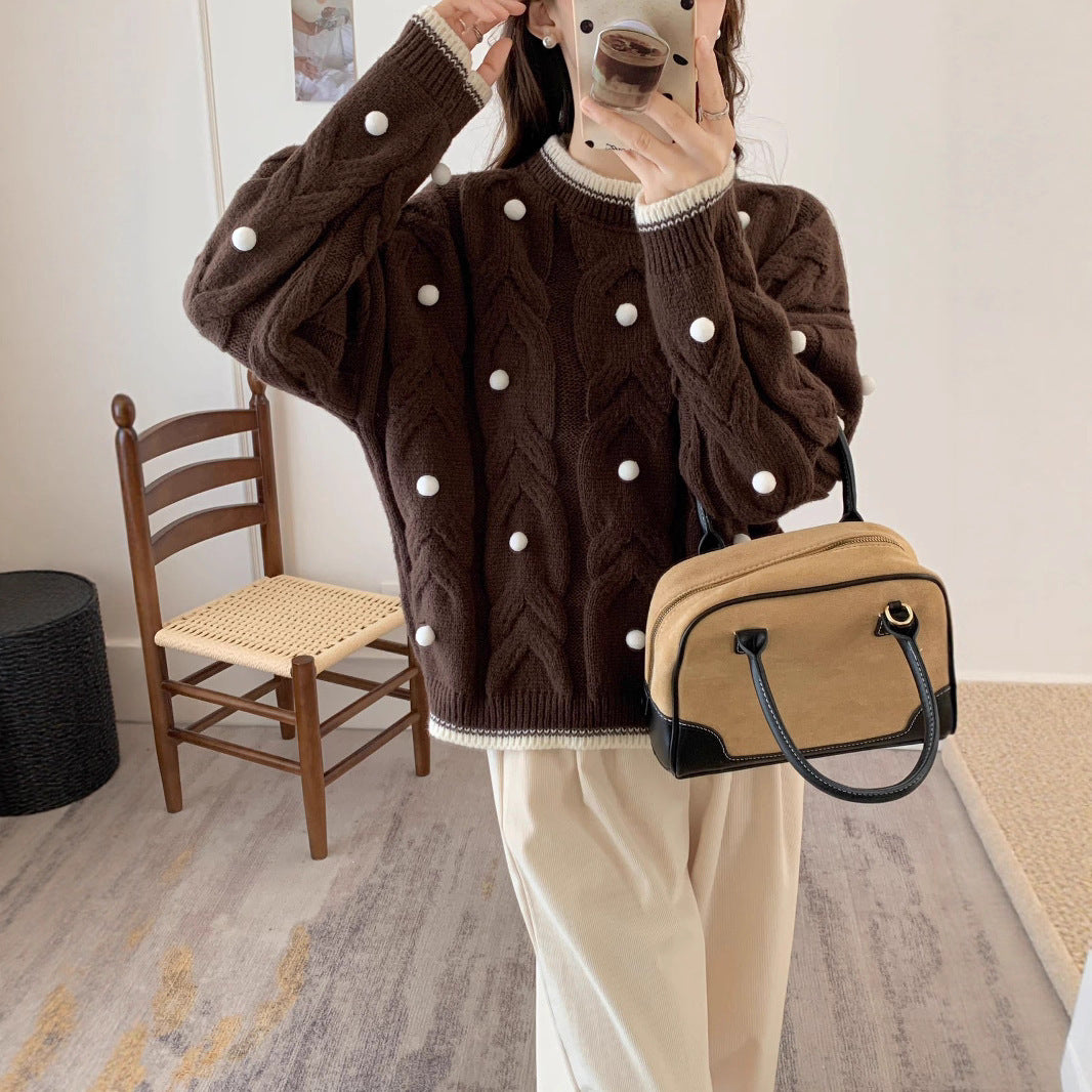 Women's Christmas Three-dimensional Ball Sweater Pullover