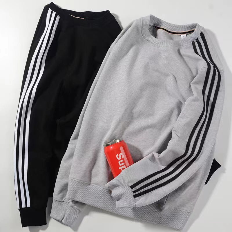 Men's New Sportswear Three-bar Round Neck Long-sleeved Top