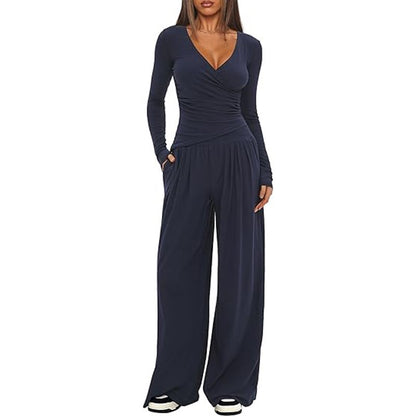 Cross-border Amazon Hot Loose Wide-leg Pants Casual And Comfortable Suit