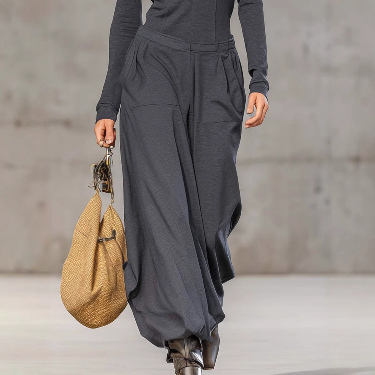 Top Wide Leg Pocket Trousers Two-piece Set