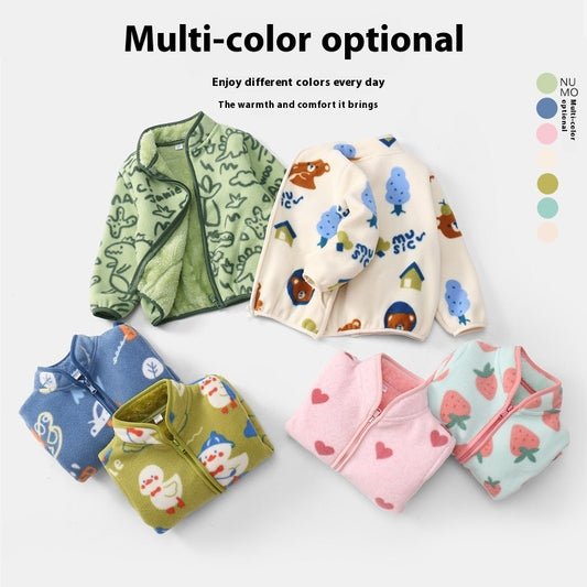 Polar Fleece Kids' Overcoat Fleece Printed Cardigan