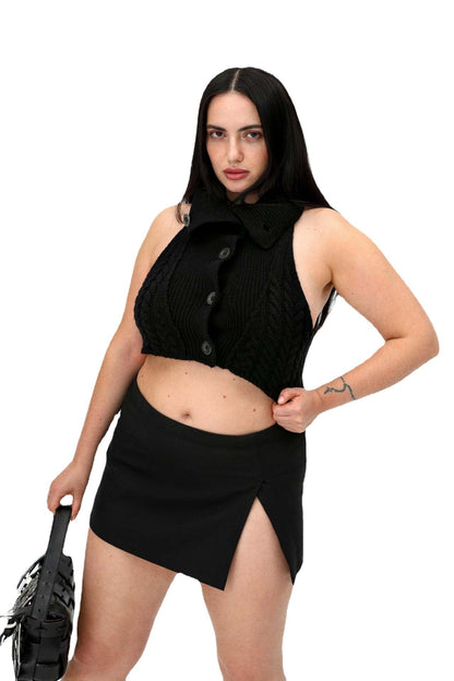 Turtleneck Fashion Sexy Short Sleeveless Vest