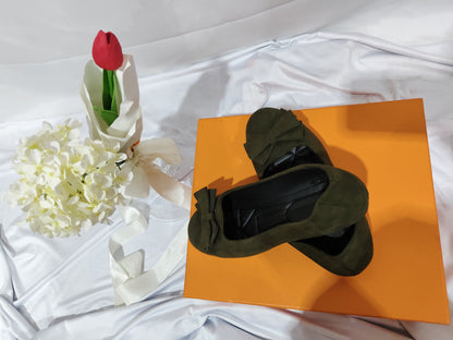 Rubber Plus Size Flat Casual Shoes Women Suede Bow Round Head Gommino