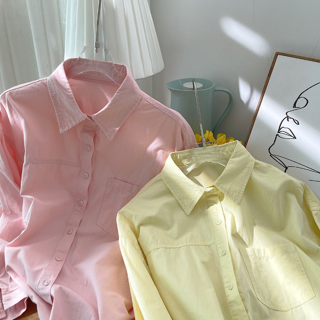 Korean Women's Outer Wear Underwear Solid Color Shirt
