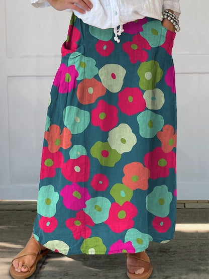 Casual Temperament Commute Floral Stripe Women's Skirt