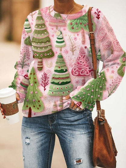 Loose Christmas Tree Pullover For Women