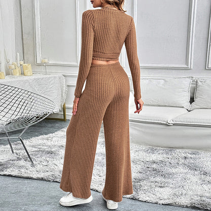 Solid Color Texture Basic All-matching Ladies Two-piece Set