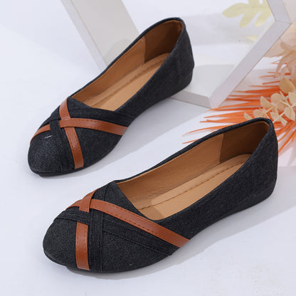 Ins Cross-straped Denim Loafers Fashion Lightweight Comfortable Flats Shoes For Women