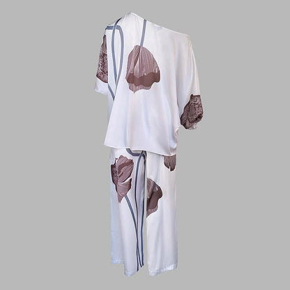 Loose Printed Top Straight-leg Pants Casual Fashion Set