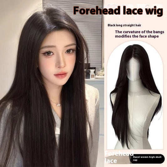 Jaulin Wig Women's Long Hair Forehead Lace Full-head Wig New Artificial Natural Mid-length Long Straight Hair Full Top Wig