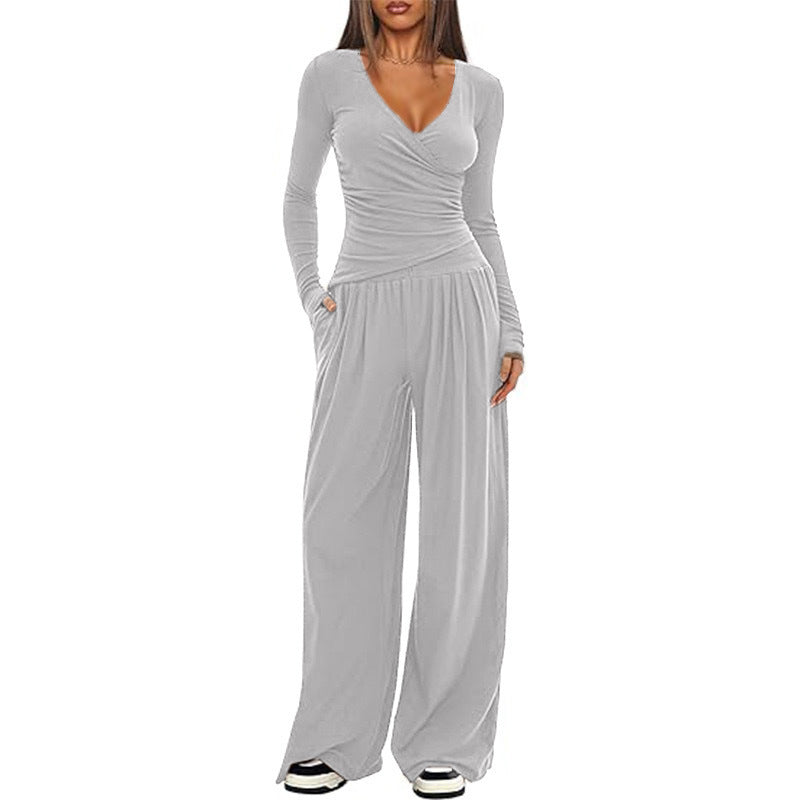 Women's Wide-leg Pants Long-sleeved Sportswear Suit