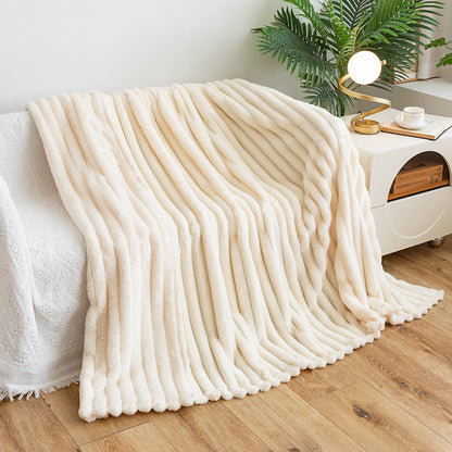 Wide Strip Dehaired Angora Blanket Multi-functional Nap Fleece-lined Thickened