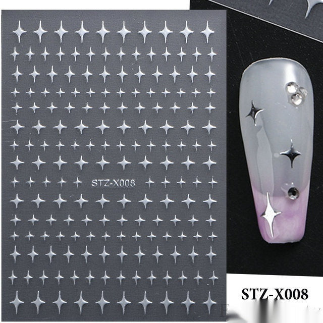 New Nail Beauty Black And Silver Strip Sticker