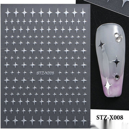 New Nail Beauty Black And Silver Strip Sticker