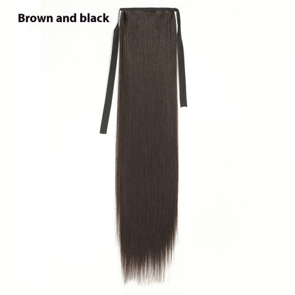 Lace-up Fashion Soft Wig Ponytail Realistic Matte Silk Long Straight Hair