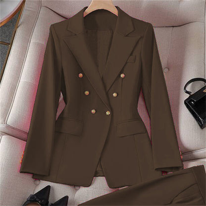 Small Suit Retro Jacket Slim Fit Fashionable Women's Casual Design Top Trousers Suit