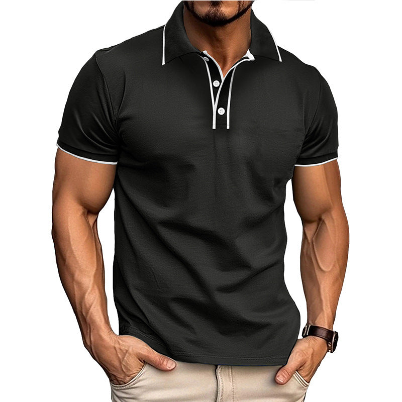 European And American Style Men's Clothing Short Sleeve Lapel Jacquard