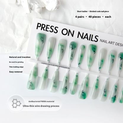 Blooming Antique Butterfly Ink Long Pointed Nail Beauty Bright Surface